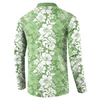 Hawaiian Lei Day Button Sweatshirt Green Hibiscus Flowers Lei Art LT9 - Polynesian Pride