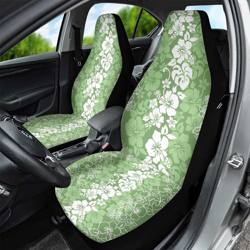 Hawaiian Lei Day Car Seat Cover Green Hibiscus Flowers Lei Art
