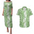Hawaiian Lei Day Couples Matching Puletasi and Hawaiian Shirt Green Hibiscus Flowers Lei Art