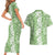 Hawaiian Lei Day Couples Matching Short Sleeve Bodycon Dress and Hawaiian Shirt Green Hibiscus Flowers Lei Art