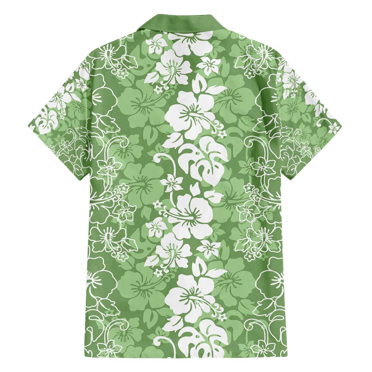 Hawaiian Lei Day Family Matching Off The Shoulder Long Sleeve Dress and Hawaiian Shirt Green Hibiscus Flowers Lei Art