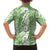 Hawaiian Lei Day Family Matching Summer Maxi Dress and Hawaiian Shirt Green Hibiscus Flowers Lei Art