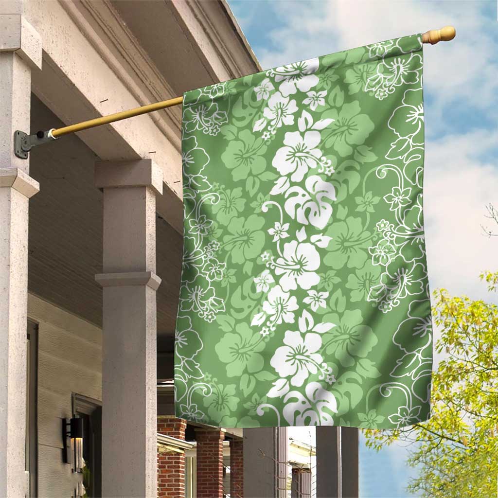 Hawaiian Lei Day Garden Flag Green Hibiscus Flowers Lei Art LT9 House Flag Green - Polynesian Pride