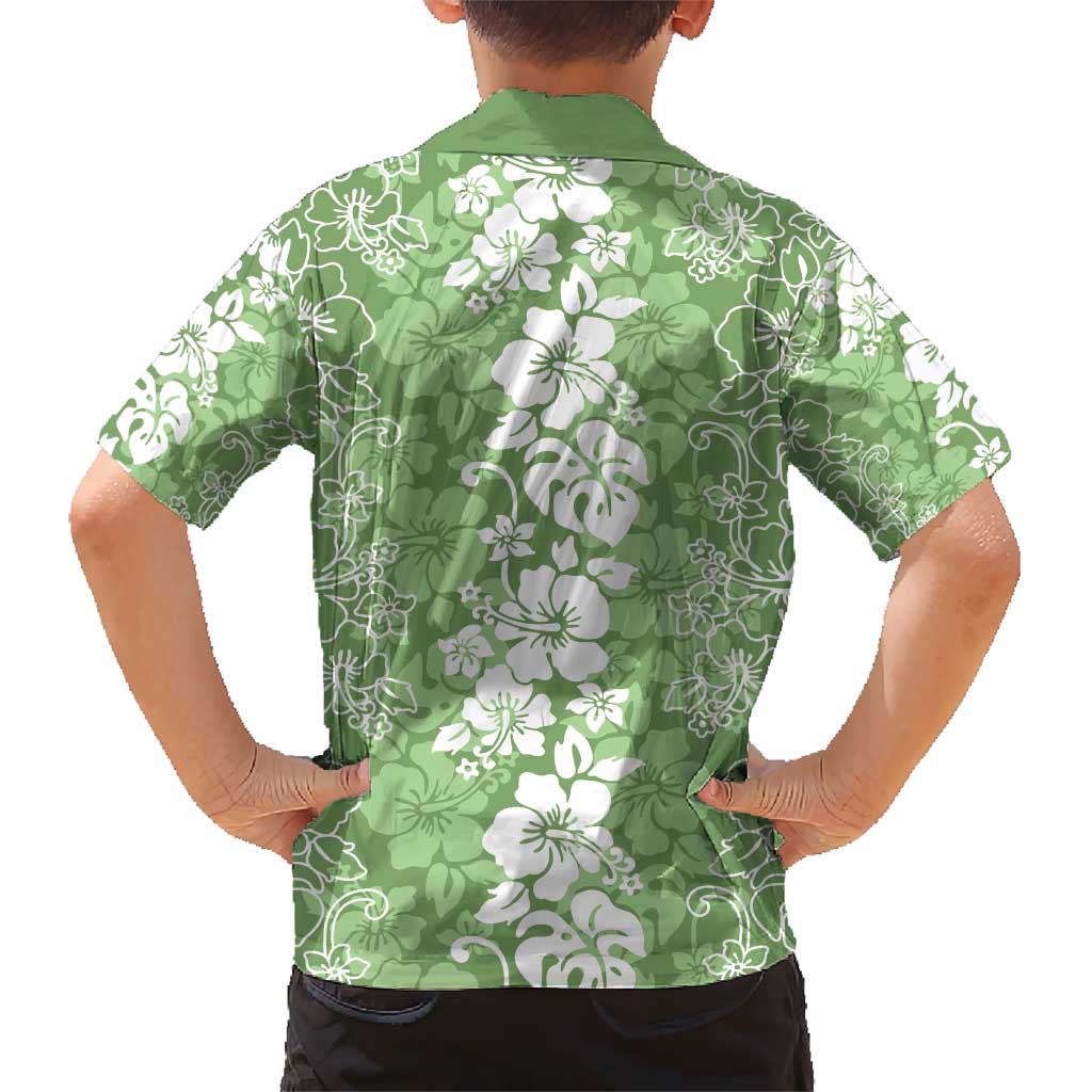 Hawaiian Lei Day Kid Hawaiian Shirt Green Hibiscus Flowers Lei Art LT9 - Polynesian Pride