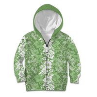 Hawaiian Lei Day Kid Hoodie Green Hibiscus Flowers Lei Art