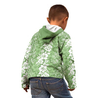 Hawaiian Lei Day Kid Hoodie Green Hibiscus Flowers Lei Art