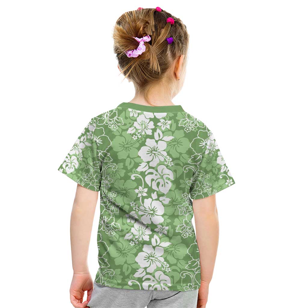 Hawaiian Lei Day Kid T Shirt Green Hibiscus Flowers Lei Art LT9 - Polynesian Pride