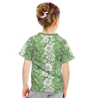 Hawaiian Lei Day Kid T Shirt Green Hibiscus Flowers Lei Art LT9 - Polynesian Pride