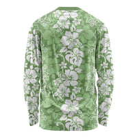 Hawaiian Lei Day Long Sleeve Shirt Green Hibiscus Flowers Lei Art LT9 - Polynesian Pride