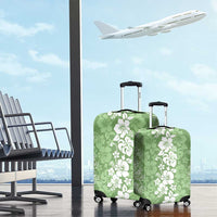 Hawaiian Lei Day Luggage Cover Green Hibiscus Flowers Lei Art