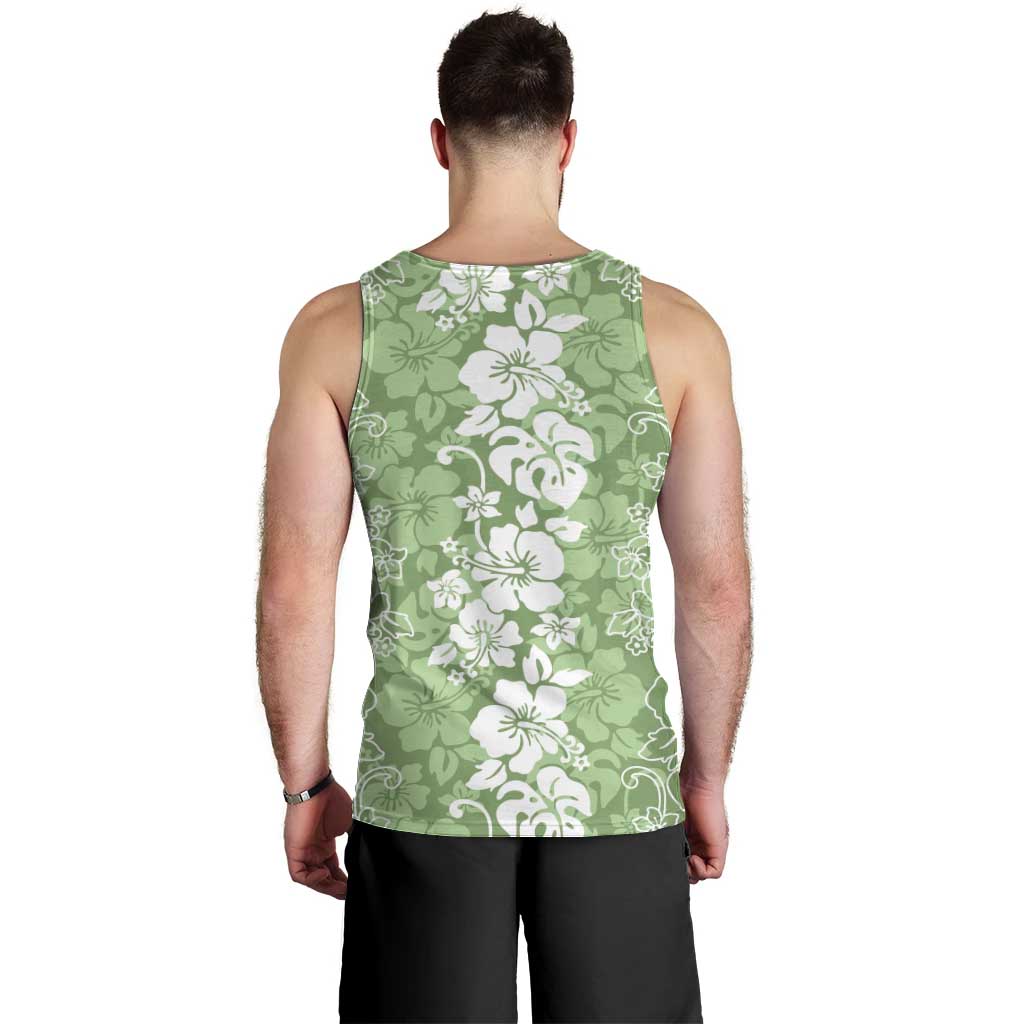 Hawaiian Lei Day Men Tank Top Green Hibiscus Flowers Lei Art