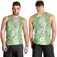 Hawaiian Lei Day Men Tank Top Green Hibiscus Flowers Lei Art