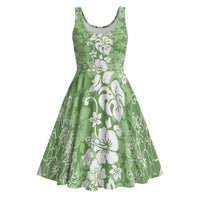 Hawaiian Lei Day Midi Dress Green Hibiscus Flowers Lei Art - Polynesian Pride