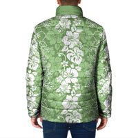 Hawaiian Lei Day Padded Jacket Green Hibiscus Flowers Lei Art - Polynesian Pride