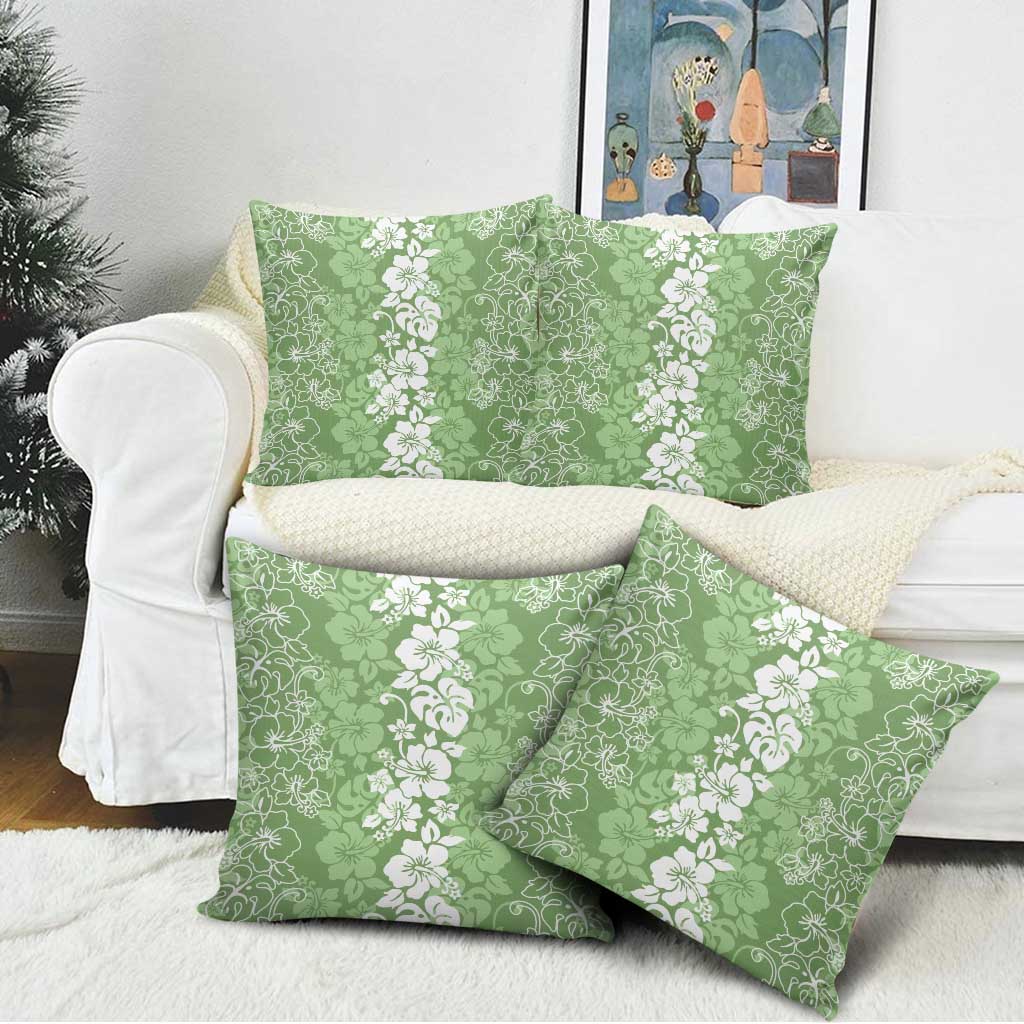 Hawaiian Lei Day Pillow Cover Green Hibiscus Flowers Lei Art - Polynesian Pride