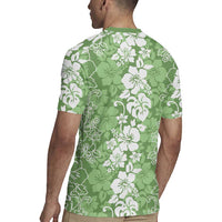 Hawaiian Lei Day Rugby Jersey Green Hibiscus Flowers Lei Art