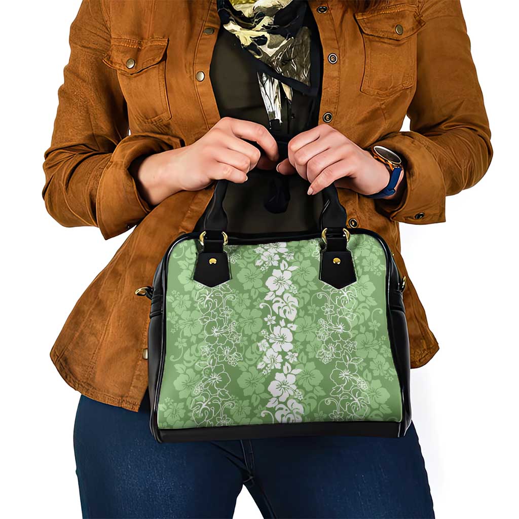 Hawaiian Lei Day Shoulder Handbag Green Hibiscus Flowers Lei Art LT9 - Polynesian Pride