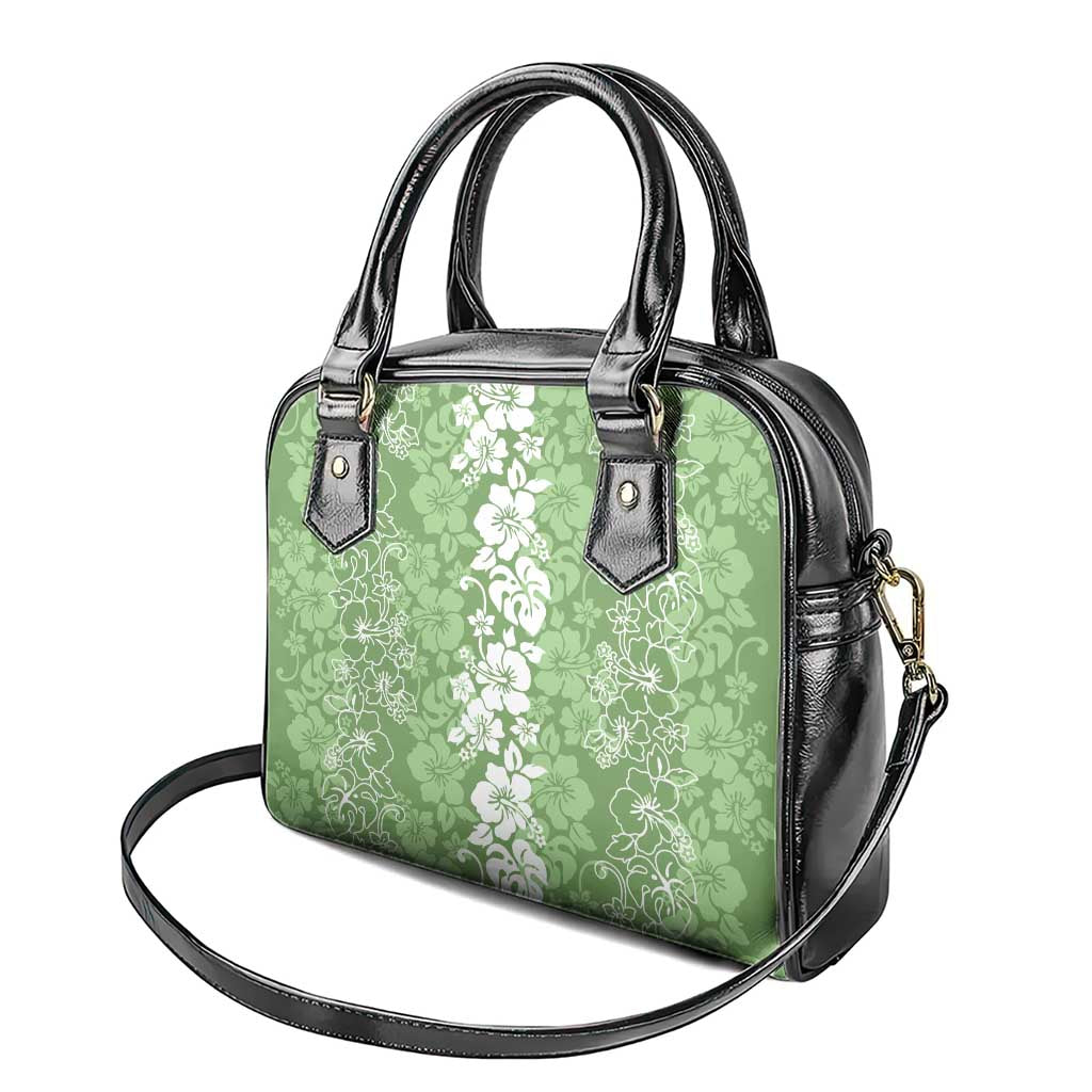Hawaiian Lei Day Shoulder Handbag Green Hibiscus Flowers Lei Art LT9 - Polynesian Pride