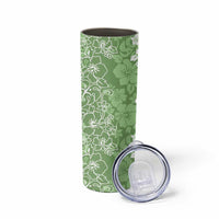 Hawaiian Lei Day Skinny Tumbler Green Hibiscus Flowers Lei Art