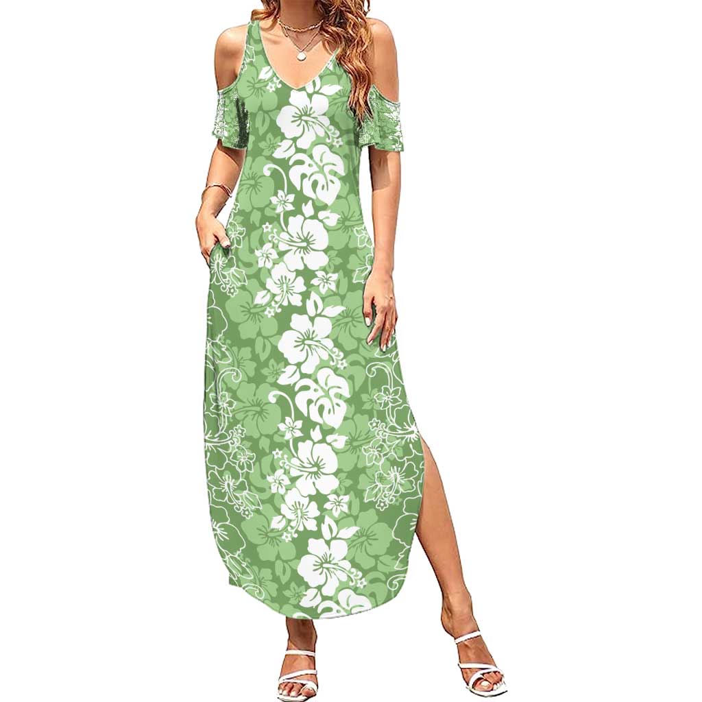 green hibiscus dress Green Dress With Black Hibiscus Flowers main image 0