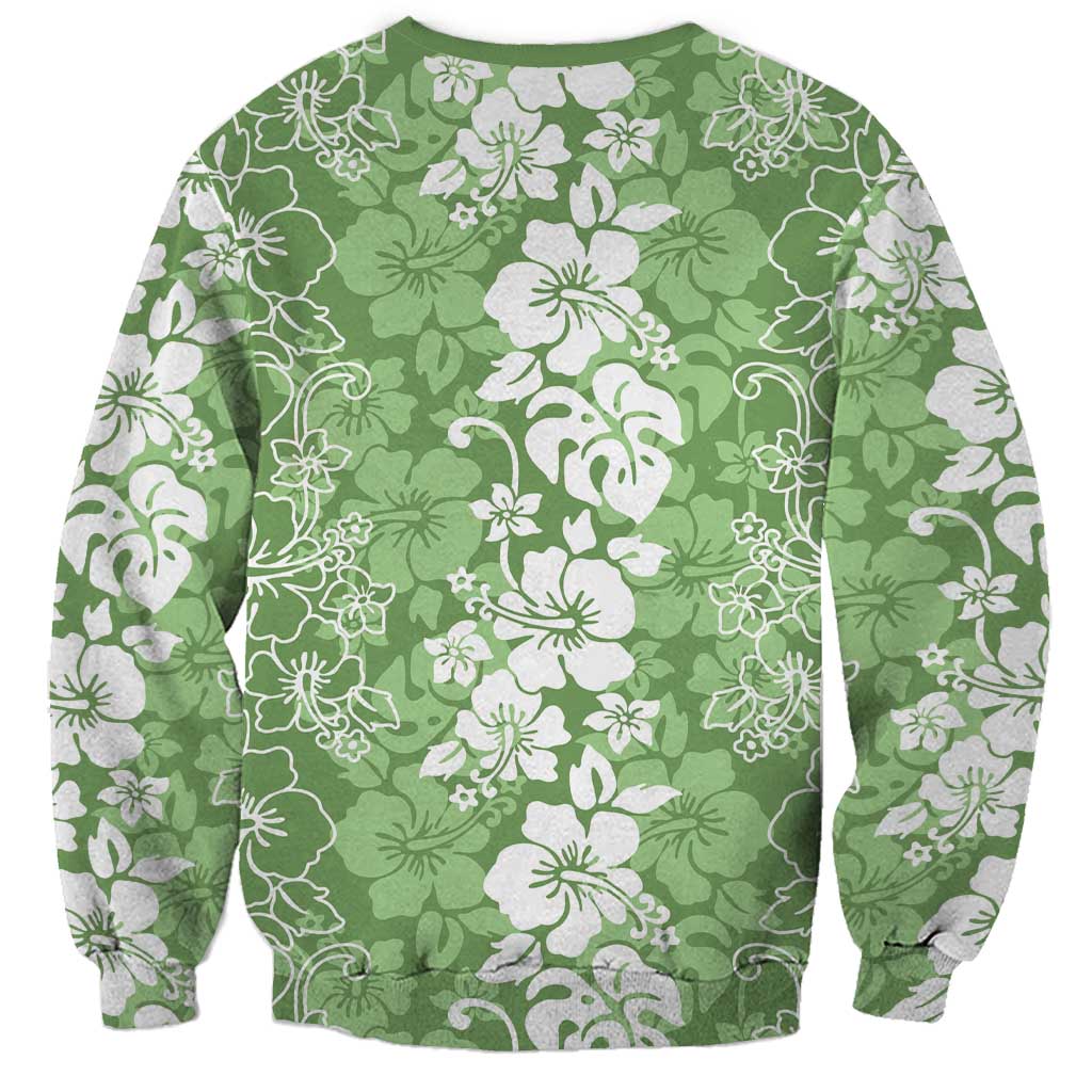 Hawaiian Lei Day Sweatshirt Green Hibiscus Flowers Lei Art LT9 - Polynesian Pride