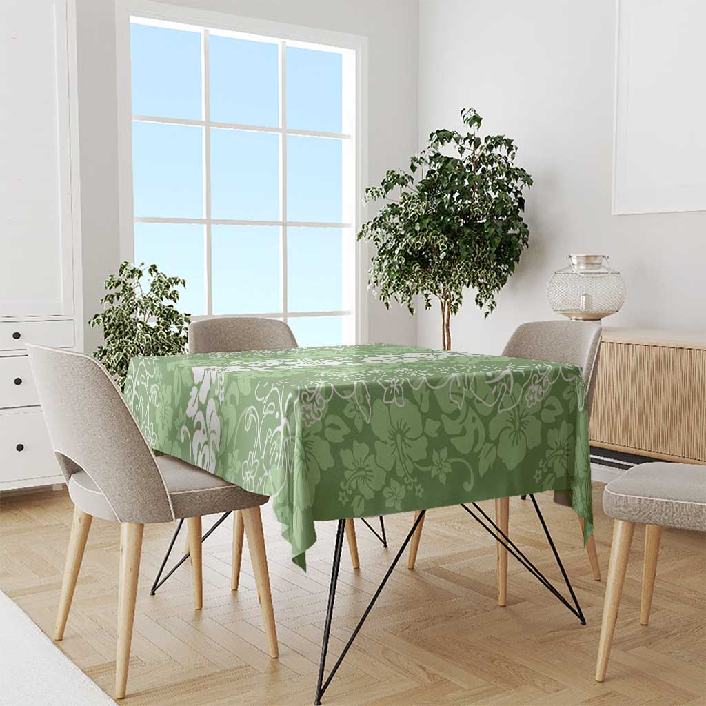 Hawaiian Lei Day Tablecloth Green Hibiscus Flowers Lei Art