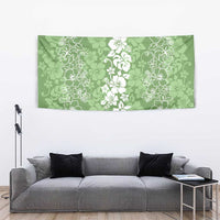 Hawaiian Lei Day Tapestry Green Hibiscus Flowers Lei Art