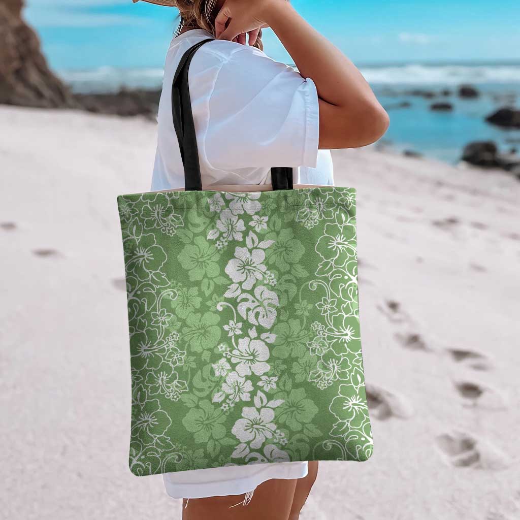 Hawaiian Lei Day Tote Bag Green Hibiscus Flowers Lei Art - Polynesian Pride