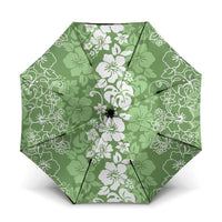 Hawaiian Lei Day Umbrella Green Hibiscus Flowers Lei Art - Polynesian Pride