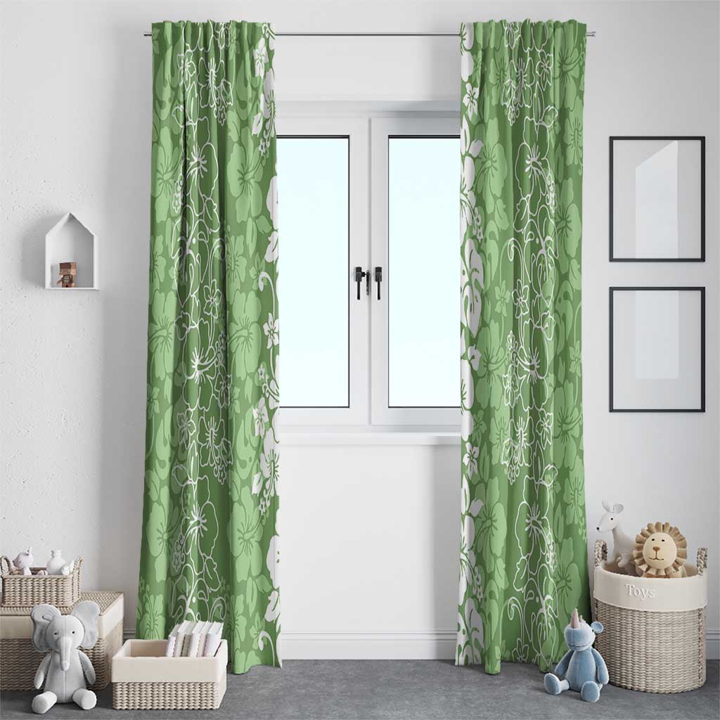 Hawaiian Lei Day Window Curtain Green Hibiscus Flowers Lei Art LT9 - Polynesian Pride