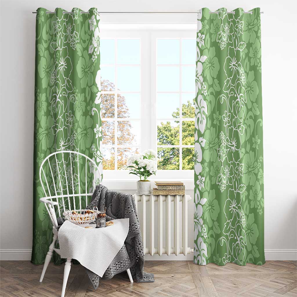 Hawaiian Lei Day Window Curtain Green Hibiscus Flowers Lei Art LT9 - Polynesian Pride