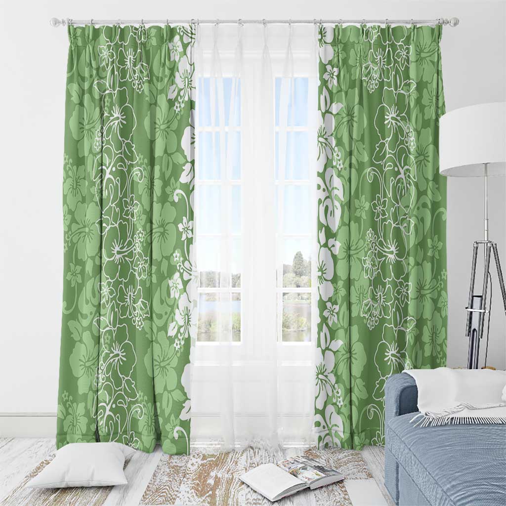 Hawaiian Lei Day Window Curtain Green Hibiscus Flowers Lei Art LT9 - Polynesian Pride