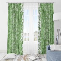 Hawaiian Lei Day Window Curtain Green Hibiscus Flowers Lei Art LT9 - Polynesian Pride