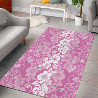 Hawaiian Lei Day Area Rug Pink Hibiscus Flowers Lei Art