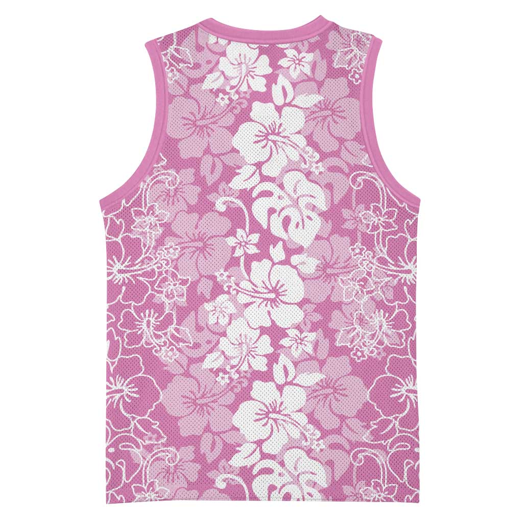 Hawaiian Lei Day Basketball Jersey Pink Hibiscus Flowers Lei Art LT9 - Polynesian Pride