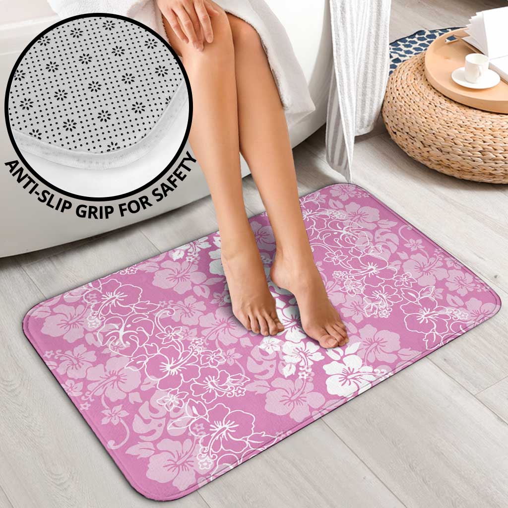 Hawaiian Lei Day Bathroom Set Pink Hibiscus Flowers Lei Art - Polynesian Pride