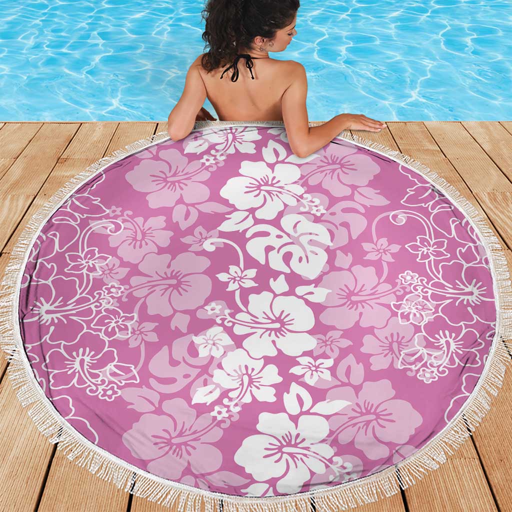 Hawaiian Lei Day Beach Blanket Pink Hibiscus Flowers Lei Art