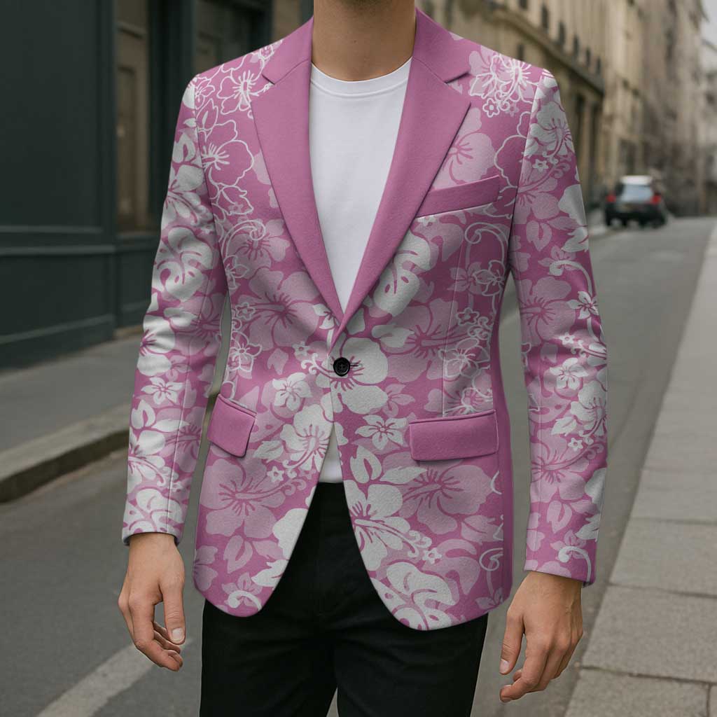 Hawaiian Lei Day Blazer Pink Hibiscus Flowers Lei Art - Polynesian Pride
