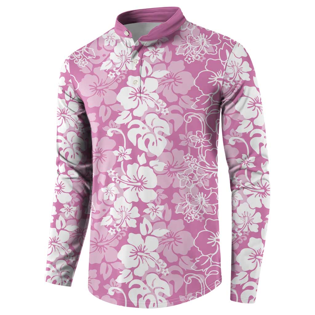 Hawaiian Lei Day Button Sweatshirt Pink Hibiscus Flowers Lei Art LT9 - Polynesian Pride