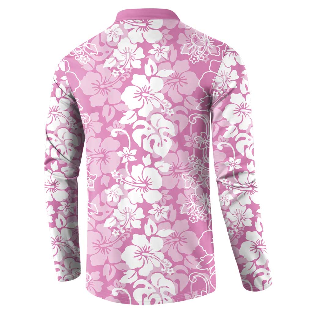 Hawaiian Lei Day Button Sweatshirt Pink Hibiscus Flowers Lei Art LT9 - Polynesian Pride