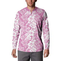 Hawaiian Lei Day Button Sweatshirt Pink Hibiscus Flowers Lei Art LT9 - Polynesian Pride