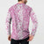 Hawaiian Lei Day Button Sweatshirt Pink Hibiscus Flowers Lei Art
