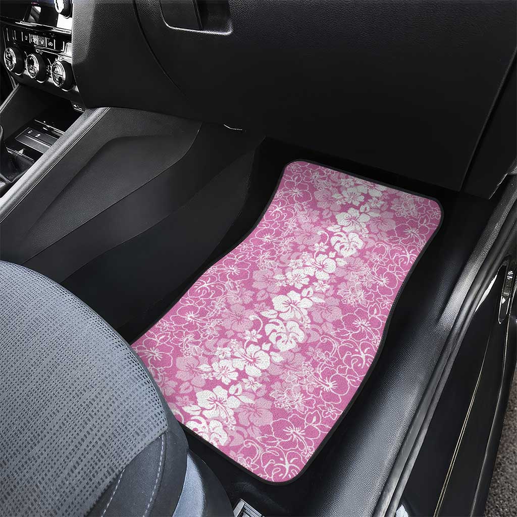 Hawaiian Lei Day Car Mats Pink Hibiscus Flowers Lei Art