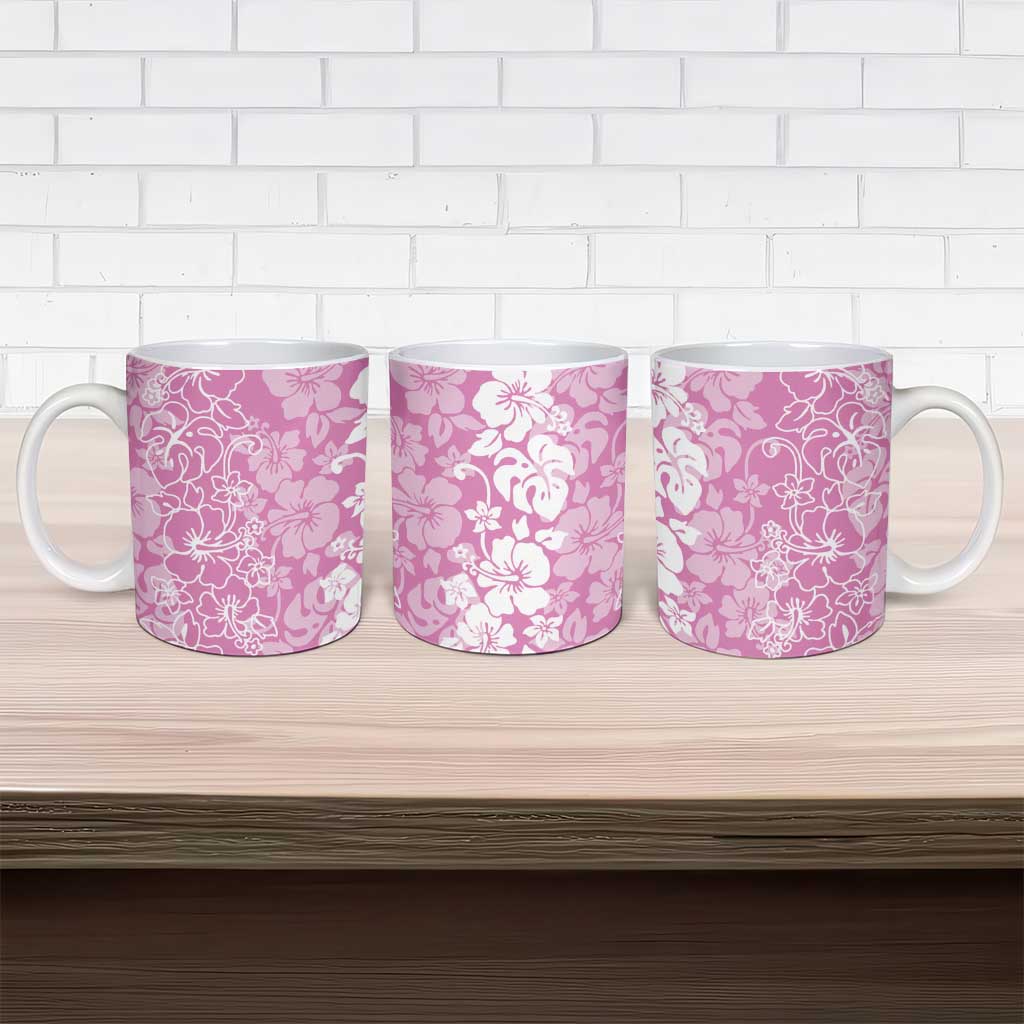Hawaiian Lei Day Ceramic Mug Pink Hibiscus Flowers Lei Art - Polynesian Pride