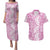 Hawaiian Lei Day Couples Matching Puletasi and Hawaiian Shirt Pink Hibiscus Flowers Lei Art