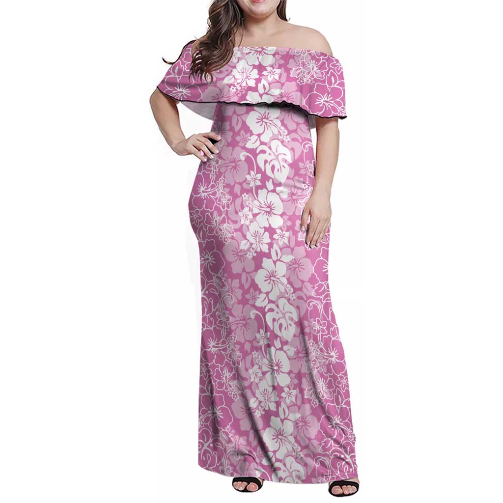 Hawaiian Lei Day Family Matching Off Shoulder Maxi Dress and Hawaiian Shirt Pink Hibiscus Flowers Lei Art Hawaiian Lei Day Family Matching Off Shoulder Maxi Dress and Hawaiian Shirt Pink Hibiscus Flowers Lei Art