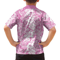 Hawaiian Lei Day Family Matching Puletasi and Hawaiian Shirt Pink Hibiscus Flowers Lei Art LT9 - Polynesian Pride