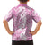 Hawaiian Lei Day Family Matching Summer Maxi Dress and Hawaiian Shirt Pink Hibiscus Flowers Lei Art