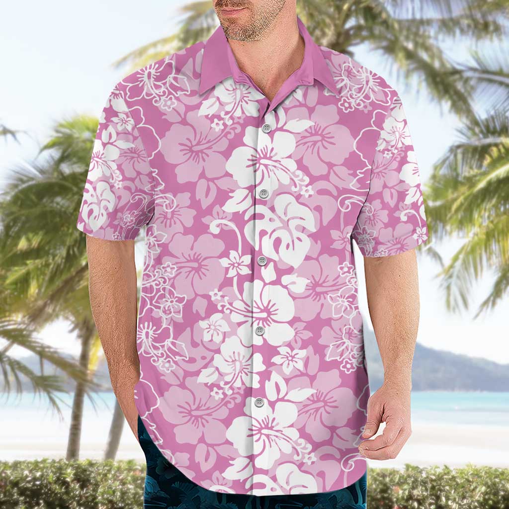 Hawaiian Lei Day Hawaiian Shirt Pink Hibiscus Flowers Lei Art