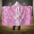 Hawaiian Lei Day Hooded Blanket Pink Hibiscus Flowers Lei Art